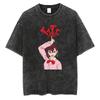 Tvättad japansk Anima Dandadan T-shirt Retro Y2k Kortärmad Harajuku Casual Bomulls-T-shirt Överdimensionerad Trendig Unisex T-shirt