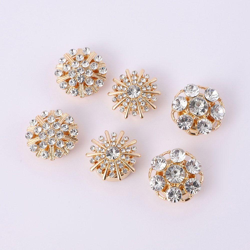Rhinestone Pearl Flower Button Covers Alloy DIY Accessories Rhinestone Button Cover Handwoven Golden Base Cufflinks Button Cover
