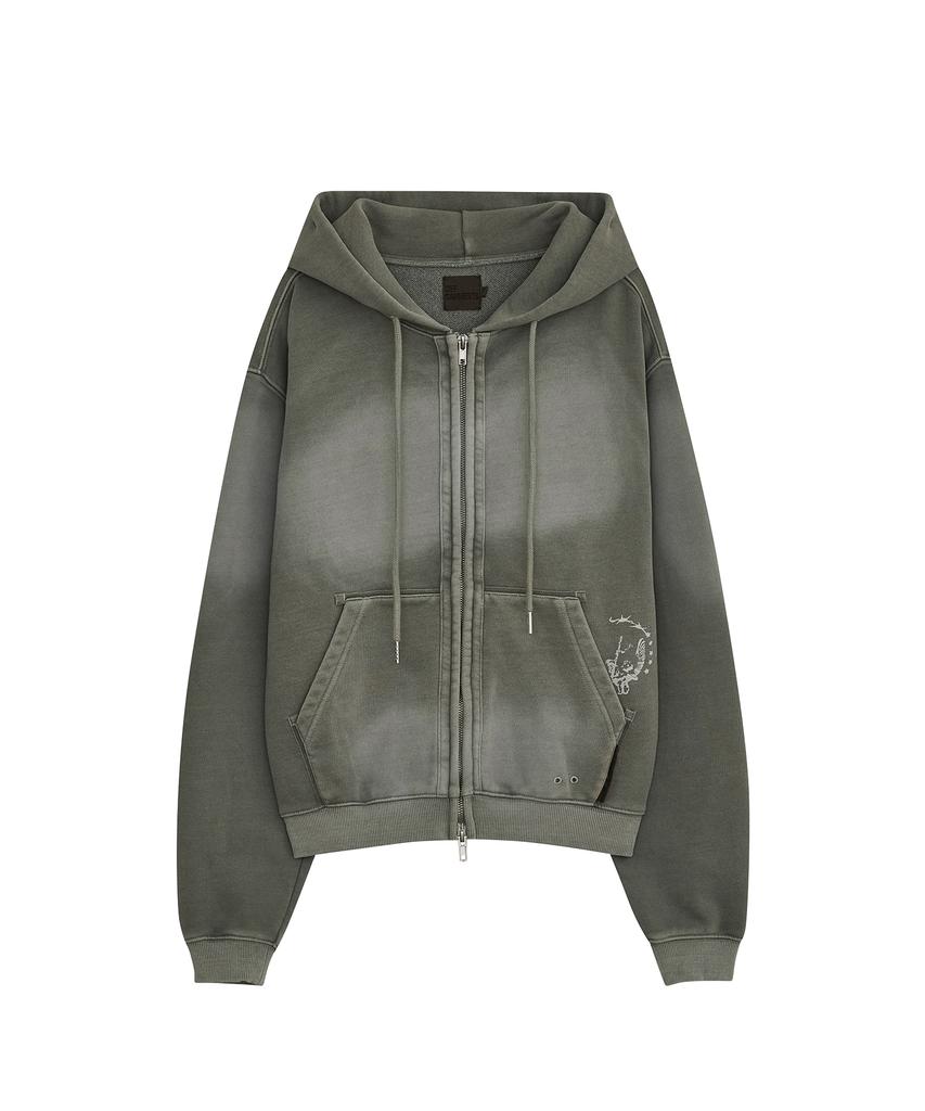 Defgarments Pig Brushed Hood Zipup [Khaki]