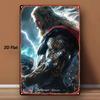 1pc MARVEL Thor Mjolnir Hammer Wall Art Decor - 20.32x30.48 Cm Iron Metal Superhero Plaque with Pre-Drilled Holes, Vibrant Storm