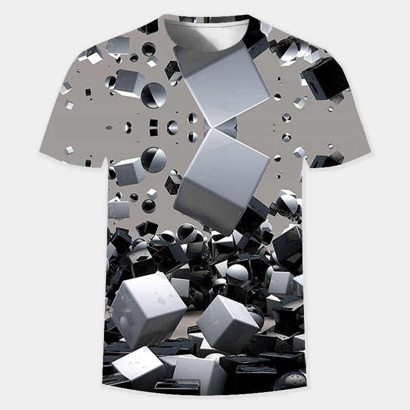 Sommer 3D Gold Mode Digital Harajuku Print Kurzarm Rundhals Herren Freizeit Persönlichkeit Hip Hop Street T-Shirt Tops
