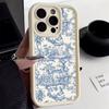 Blue Toile De Jouy Landscape Art Phone Case for iPhone 17 16 15 14 13 12 11 Series Pro Max Plus Double Layer Protection