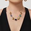 18K Gold Plated Multi-Color Water Drop Necklace - European American Light Luxury Fashion Clavicle Chain