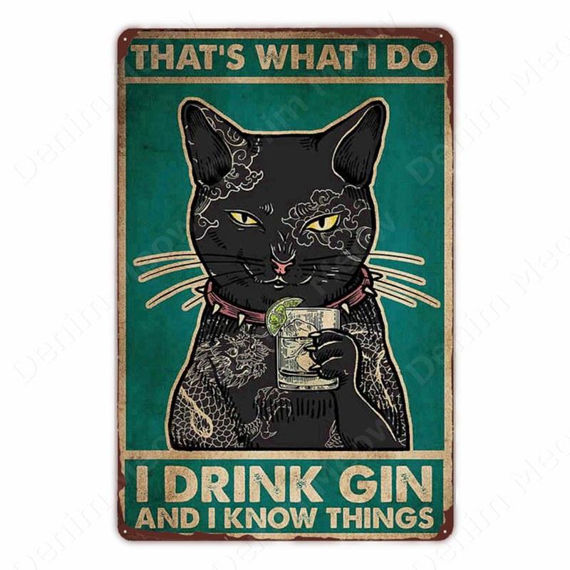 Black Cat Vintage Tin Signs, Funny Metal Art Poster, Wall Decor, Home, Bar, Pub, Cafe, Farm, Bathroom, I Hate Everyone