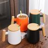 Gift 480ml Ceramic Coffee Mug with Handle Lid Spoon Nordic Retro Solid Color Canecas Tea Milk Office Home Couple Cup Drinkware