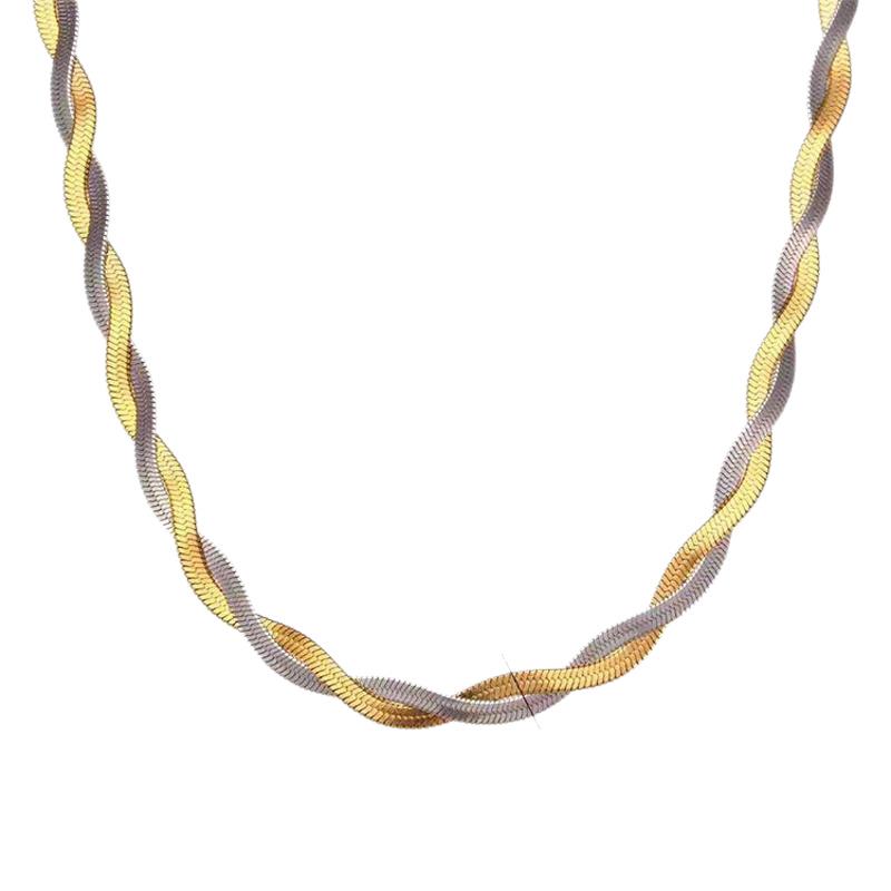 European-American Fashion Three-Layer Flat Snake Chain Layered Necklace for Women - Metal Cross Clavicle Chain
