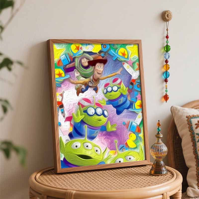 Disney Toy Story Alien Digital Oil Painting Diy Handpainted Coloring Painting Home Decoration, Perfect for Wall Art Craft Hobby Decor.