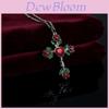 Gothic Rose Cross Necklace With Vintage Silver Pendant For Women Party Wear