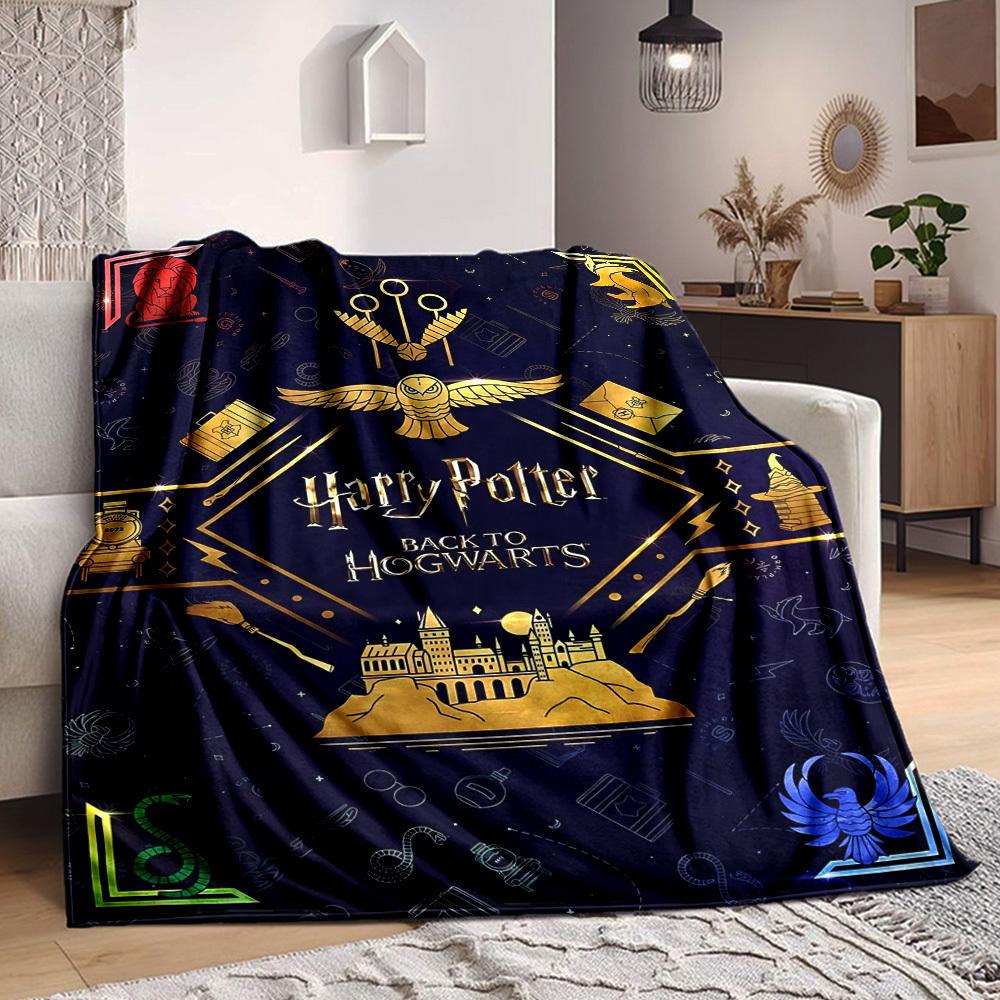 1pc Harry Potter Flannel Throw Blanket - HD Printed Lightweight Soft Warm All-Season Blanket for Sofa, Bed, Travel, Camping 047