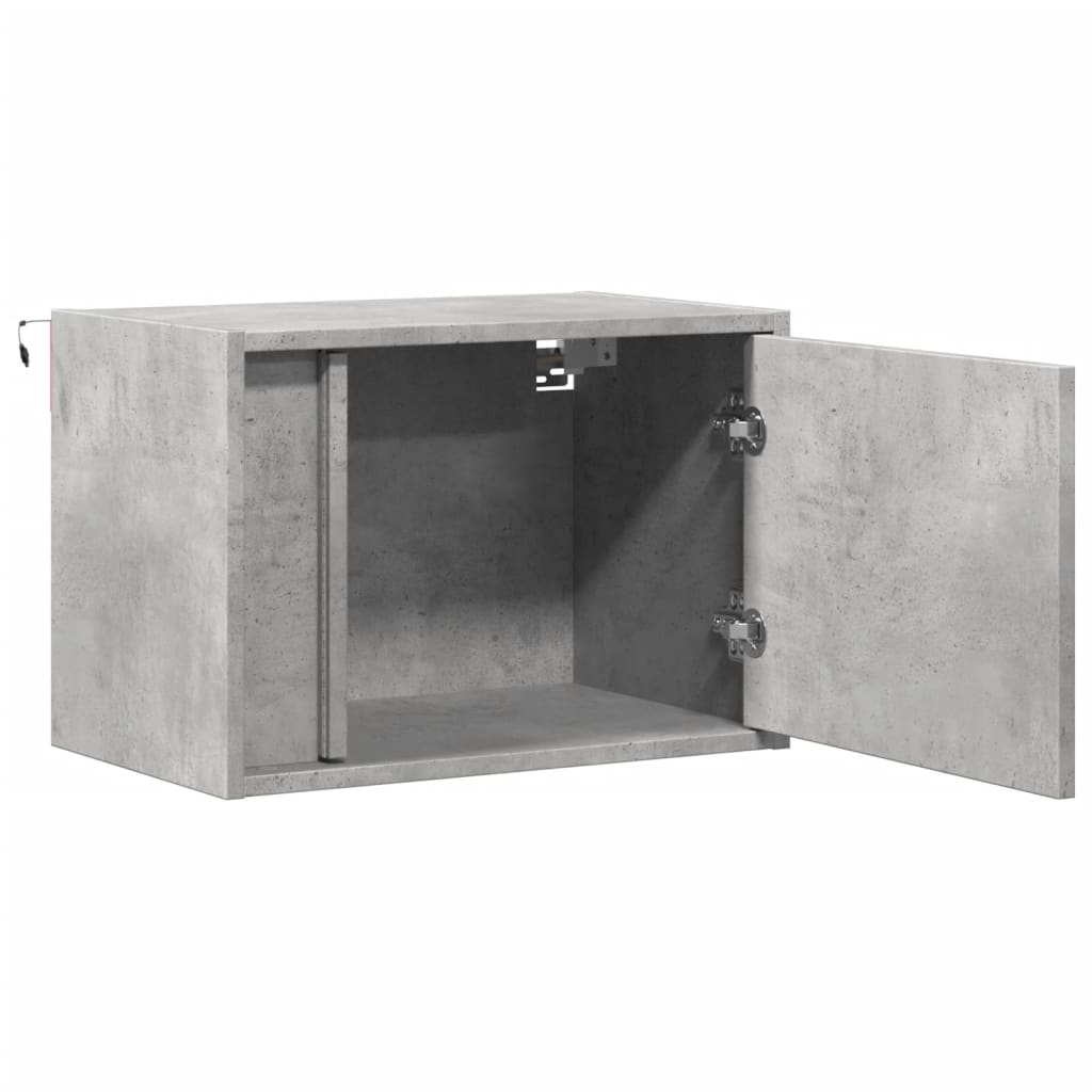 Wall Mounted Nightstands with LED Lights 2 pcs Concrete Grey