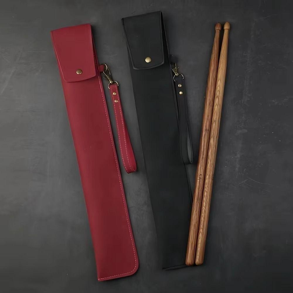 PU Leather Drum Stick Sleeve Portable Handle Drum Stick Case Practical Drumstick Storage Bag  Gift