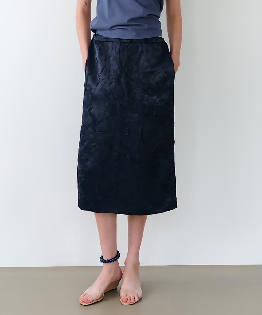 Aubeuawo Putty Satin Skirt (Navy)