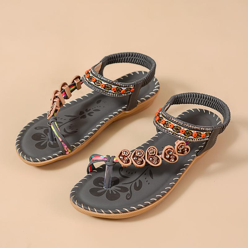 Letnie sandały w stylu boho, płaskie, damskie, letnie, plażowe, casualowe, klapki