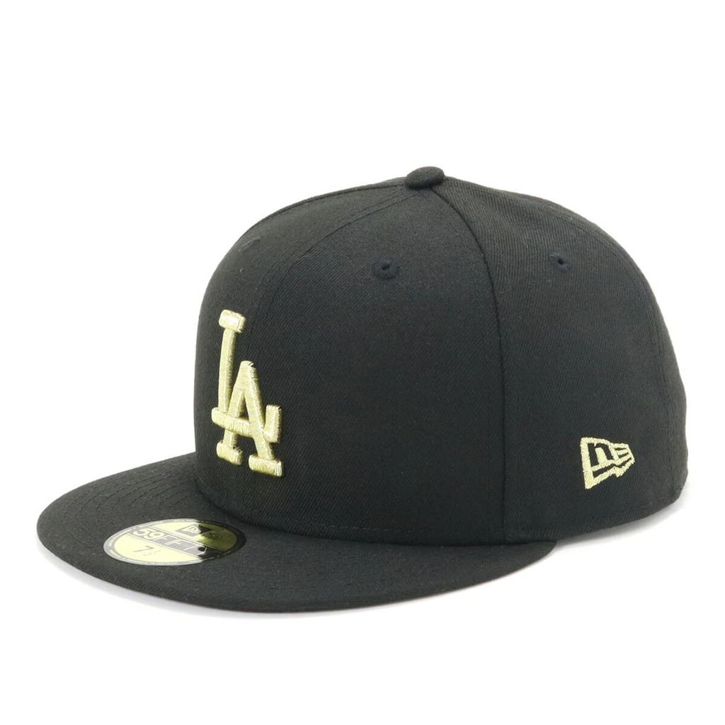 NEW ERA Flat Visor Cap MLB Dodgers LA black Gold 59Fifty LOSDOD BLK MGLD 25J