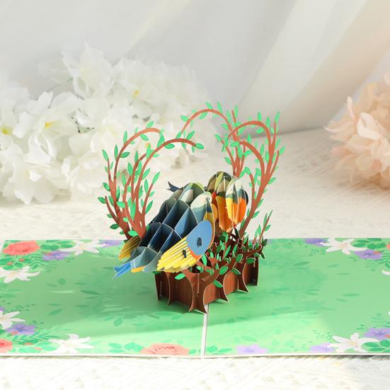Hummingbird Birthday Card Handmade Pop-Up Bird Flower Card 3D Mother's Day Anniversary Valentine's Day Greeting Card for Women