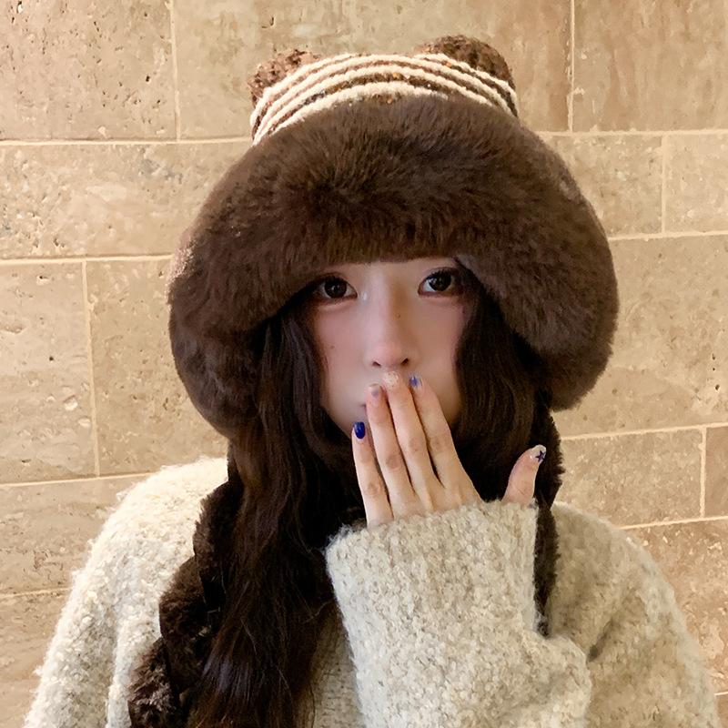 Winter Woolen Thickened  Warm  Ear Protecting and Cold Proof Woolen Hat Sweet and Face Enhancing Little Lei Feng Hat