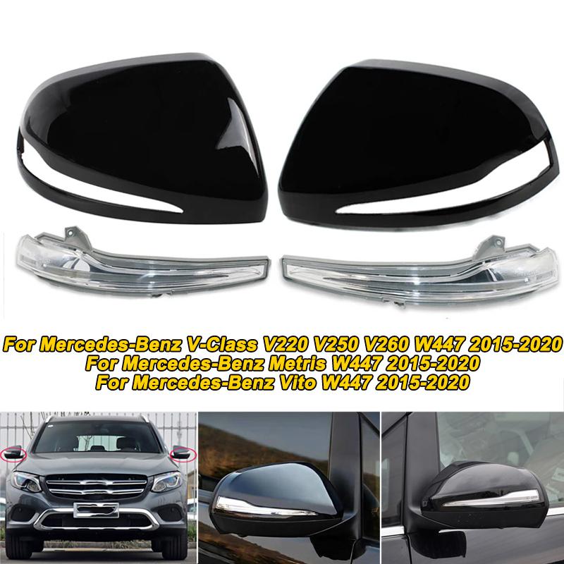 1/2pcs Car LED Side Rearview Mirror Light W/Housing For Mercedes Benz V-Class/Metris/Vito W447 2015- Rear Mirror Cover Cap