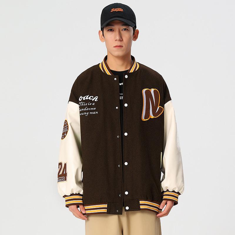 American Coat Boys Autumn Loose Casual Jacket Fleece Thickened Trend Versatile Baseball Jersey Top