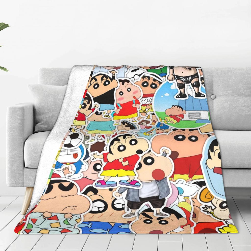 Crayons Shin-chans Cartoon Character Blanket Super Warm Pattern Plush Throw Blanket For Kid Outdoor Flannel Bedspread Bed Cover