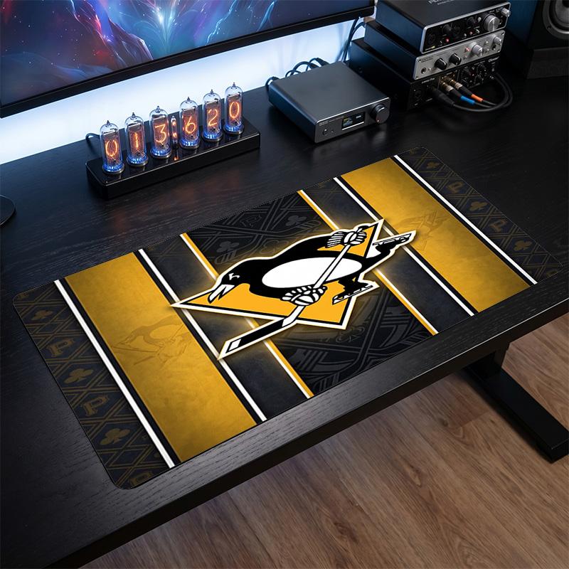 Tapis de souris Motif Pittsburgh Penguins Anti ?Tapis de bureau antidérapant en caoutchouc pour Gaming Travail Décoration de bureau