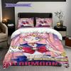 Cute Cartoon Theme Sailor Moon Tsukino Usagi Cartoon Comfortable Home Duvet Cover and Pillowcase (1 * Duvet Cover+2 * Pillowcase, Without core)A8
