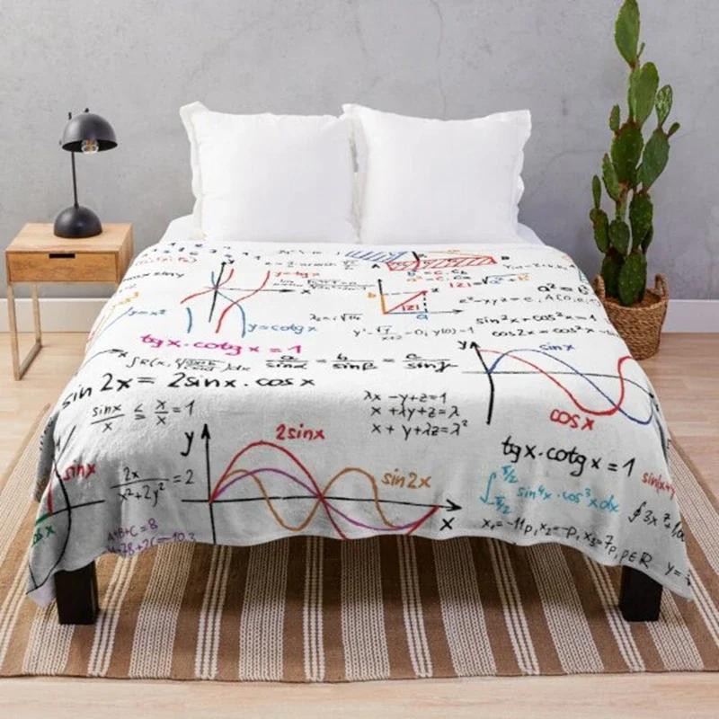 Mathematical Formula Flannel Throw Blanket Funny Math Blanket Queen Size for Couch Bed Sofa Decor Super Soft Cozy Warm Bedspread