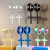 Stainless Steel Cross Pendant Earrings - European & American Fashion, Hip Hop Punk Style, Short Stud Design