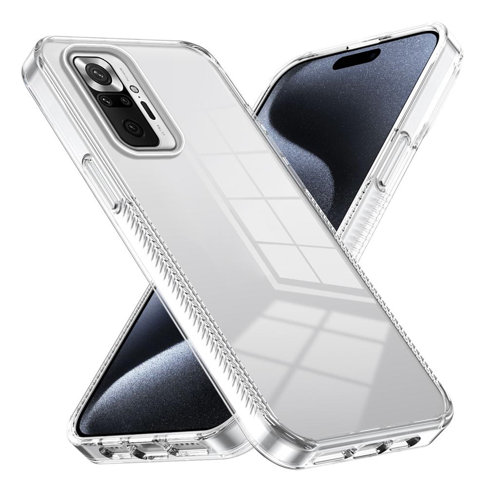 KEYSION Transparent Case for Redmi Note 10 10S 10 Pro 4G Soft TPU+PC Anti-slip HD Clear Shockproof Phone Back Cover for POCO M5S