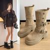 Fashion Versatile Comfortable Casual Skinny Medium Boots Children's 2025 Autumn and Winter New Two Wear Thick-soled Women's Martin Boots
