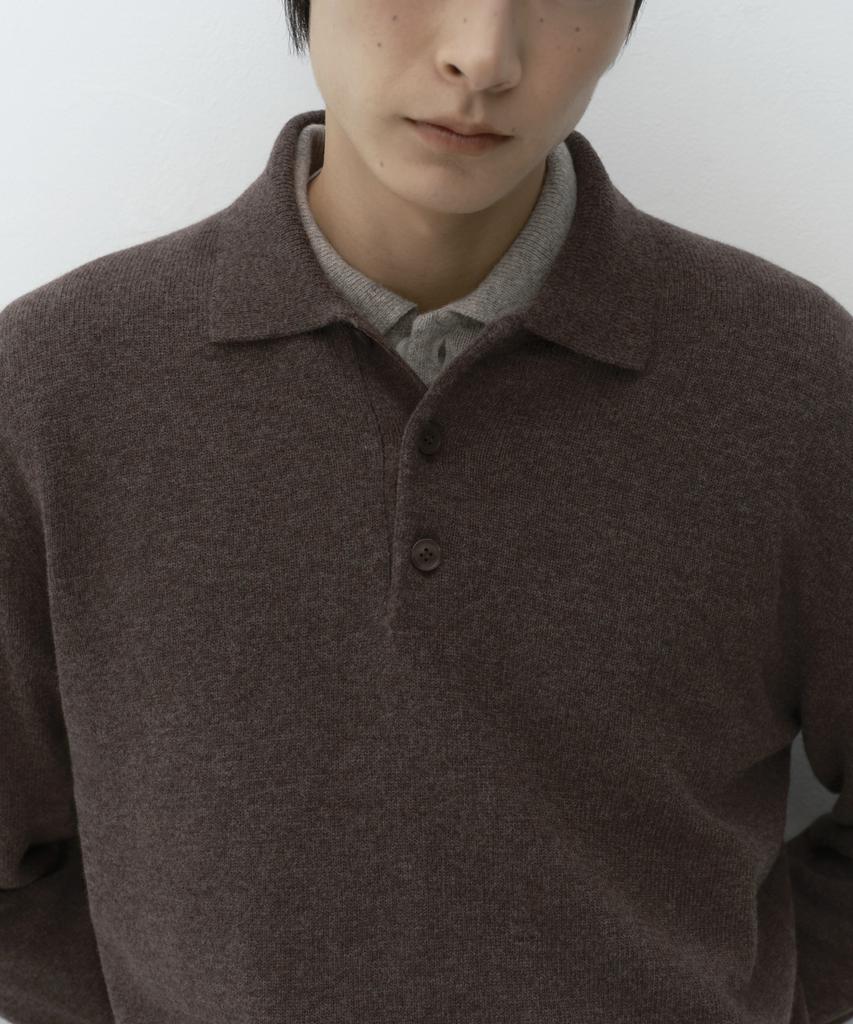 MUSINSA STANDARD [Victoria Wool] Minimal Collared Knit [Brown]