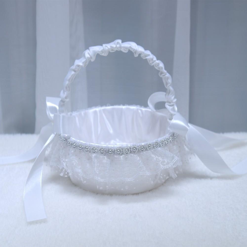 Fabric Bride Basket White Lace Flower Basket Vintage Wedding Flower Basket Wedding Ceremony