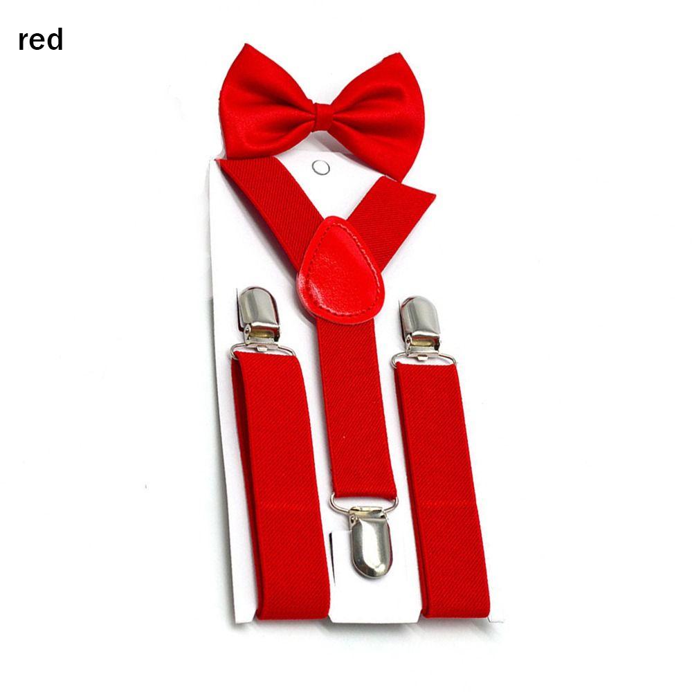 Wedding Dress Clip-on Adjustable Kids Suspenders Cow Tie Belts Elastic Braces Printed Bow Tie