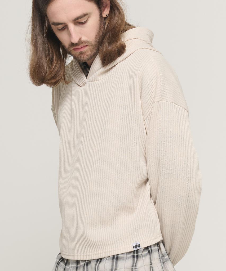 CARGOBROS Hooded Cropped Layered Long Sleeve Knit (Ivory)