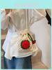 Strickhäkel-Tasche für Damen mit Blumenmuster und Kordelzugverschluss für den täglichen Gebrauch