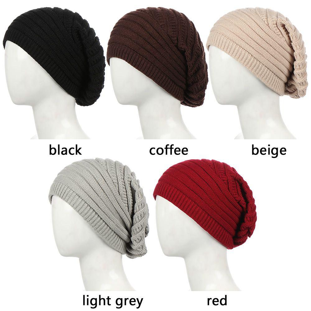 Outdoor Striped Slouchy Knitted Hat Beanie Hat Ski Cap Baggy