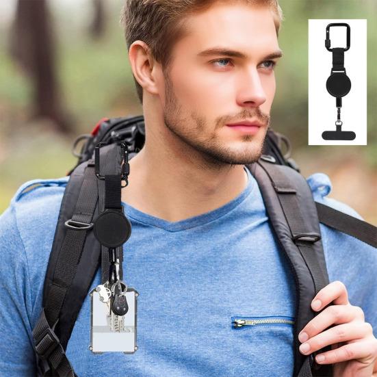 Retractable Phone Tether with Belt Clip 60cm Steel Cable Phone Clip for Anti-Theft & Hands-Free Use Universal Outdoor Adventure Phone Accessory