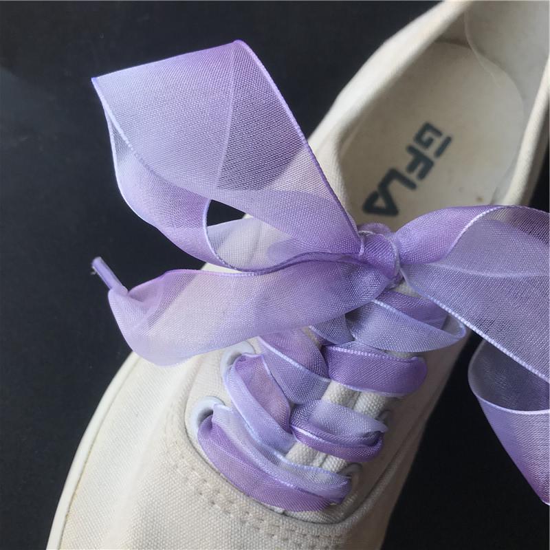 Șireturi pentru ghete din organza translucidă, cu gradient, de 2,5 cm