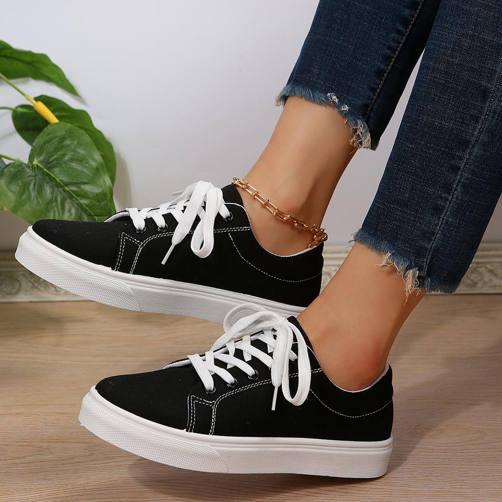 Fashion Casual Sports Women's Vulcanized Women's Canvas Summer Autumn Lightweight Solid Color Flat Shoes