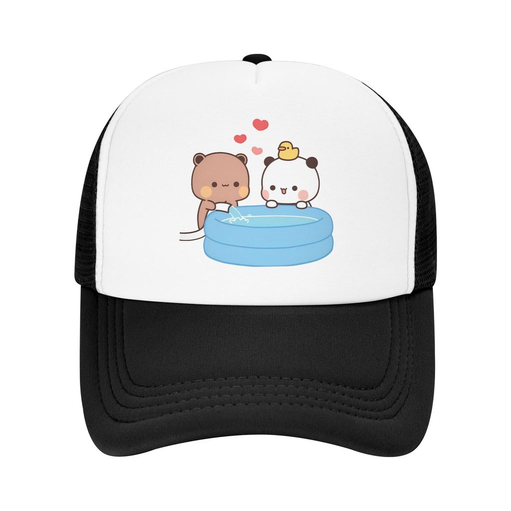 Panda Bear Couple Mesh Baseball Caps Unisex Outdoor Trucker Hat Bubu And Dudu Hat Adjustable Fishing Hat Summer Trucker Hats
