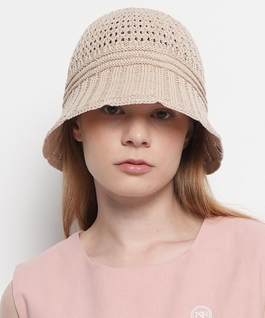 THE-ABON Women'S Summer Punching Lace Bucket Hat Beige