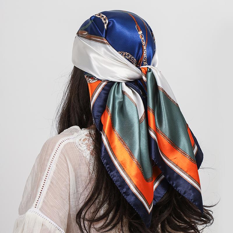 Luxuriöser quadratischer Seidenschal Damen Schal 90*90cm Cashew-Print Kopftuch Femme Kopftuch Foulard Satin Bandana Hijab Schals