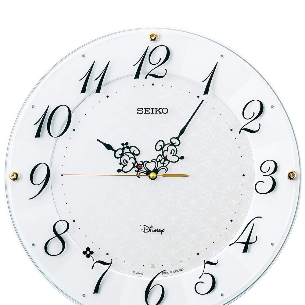 Seiko Clock Wall Clock Character Adult Disney Mickey Mouse Minnie Mouse Radio Wave White Pearl Diameter 327 X 46mm FS513W
