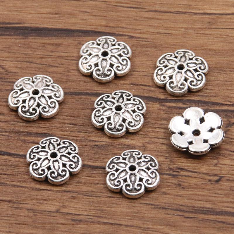 Antique Silver Flower Spacer Beads: Multi-Style, Hollow Design for DIY Bracelets & Necklaces