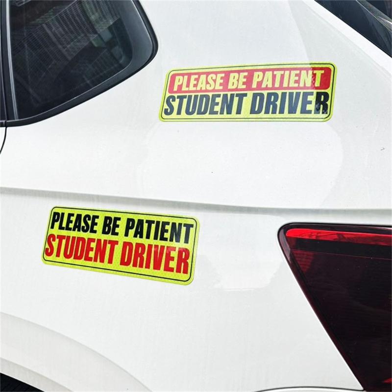 Driver Magnet Driver Bumper Magnetic Reflective Sticker for Car Please Be Patient Student Driver Magnet Reusable Signs