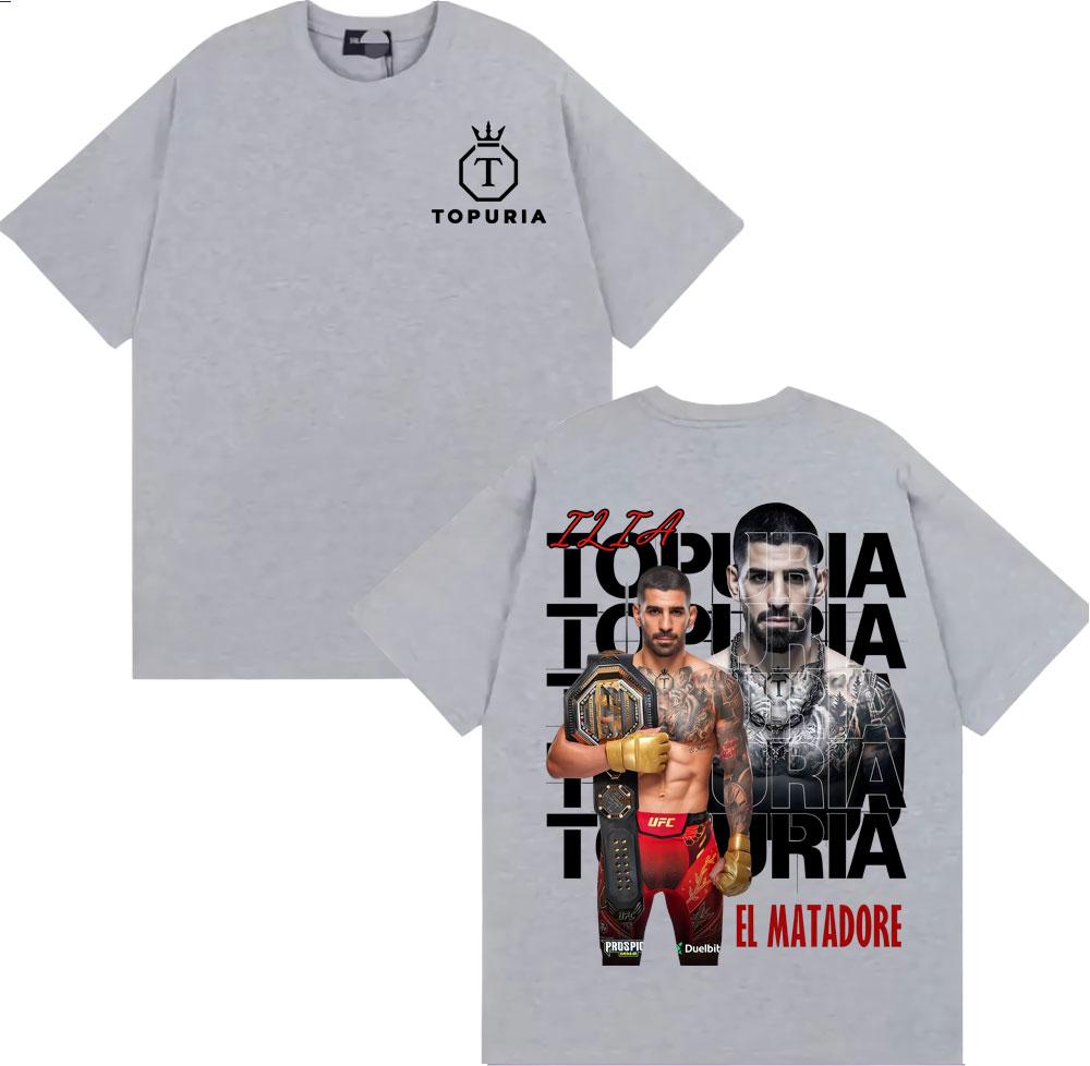 2025 Summer Limited Ilia Topuria El Matador Retro Graphic for Men Harajuku Cool Oversized Man 100 Cotton Oversized Tshirt Y2k