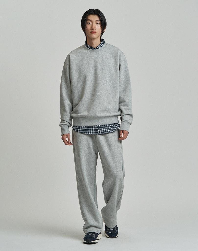 WORK ON BODY OFF Basic Semi-Overfit Cotton Sweatpants [Melange Grey]