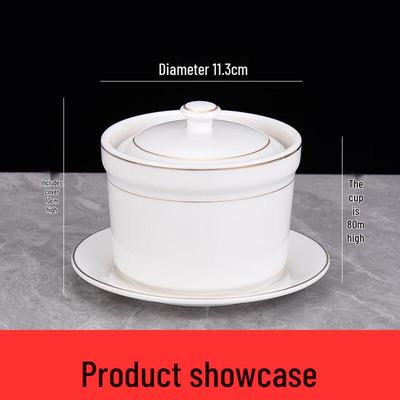 LISM Gold Rim Ceramic Double Boiler with Lid