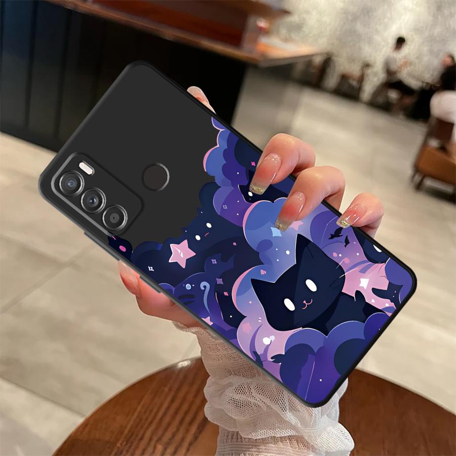 Case for Motorola Moto G71 G53 G30 G50 G22 Edge40 G51 G73 G52 Edge 20 Pro 30 Lite G60s G32 Phone Cover Black Cat Starry Night