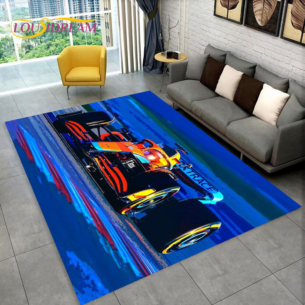 Racevoertuig Autocoureur Cartoon Tapijt Vloerkleed voor Huis Woonkamer Slaapkamer Bank Deurmat Decor, Kind Speelplek Tapijt Antislip Vloermat