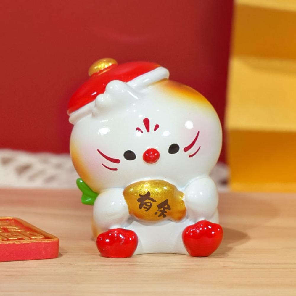 Chinese Style 2026 New Years Ornament Fortune Traditional Lucky Cat Desk Ornament Blessing Mini Chinese Zodiac Figurines